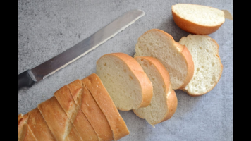 Cutting slices of bread 