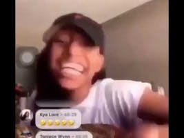 girl laughing like a deformed horse
