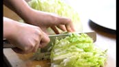 Cutting iceberg lettuce 