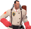 Medic says "Ze Heavy is a Spy!"