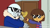 sans playing trombone