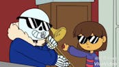 sans playing trombone