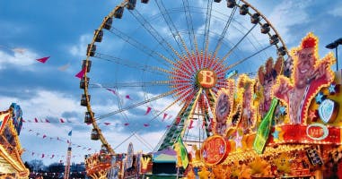 Busy amusement park