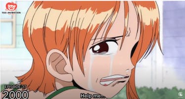 Nami asks Luffy for help
