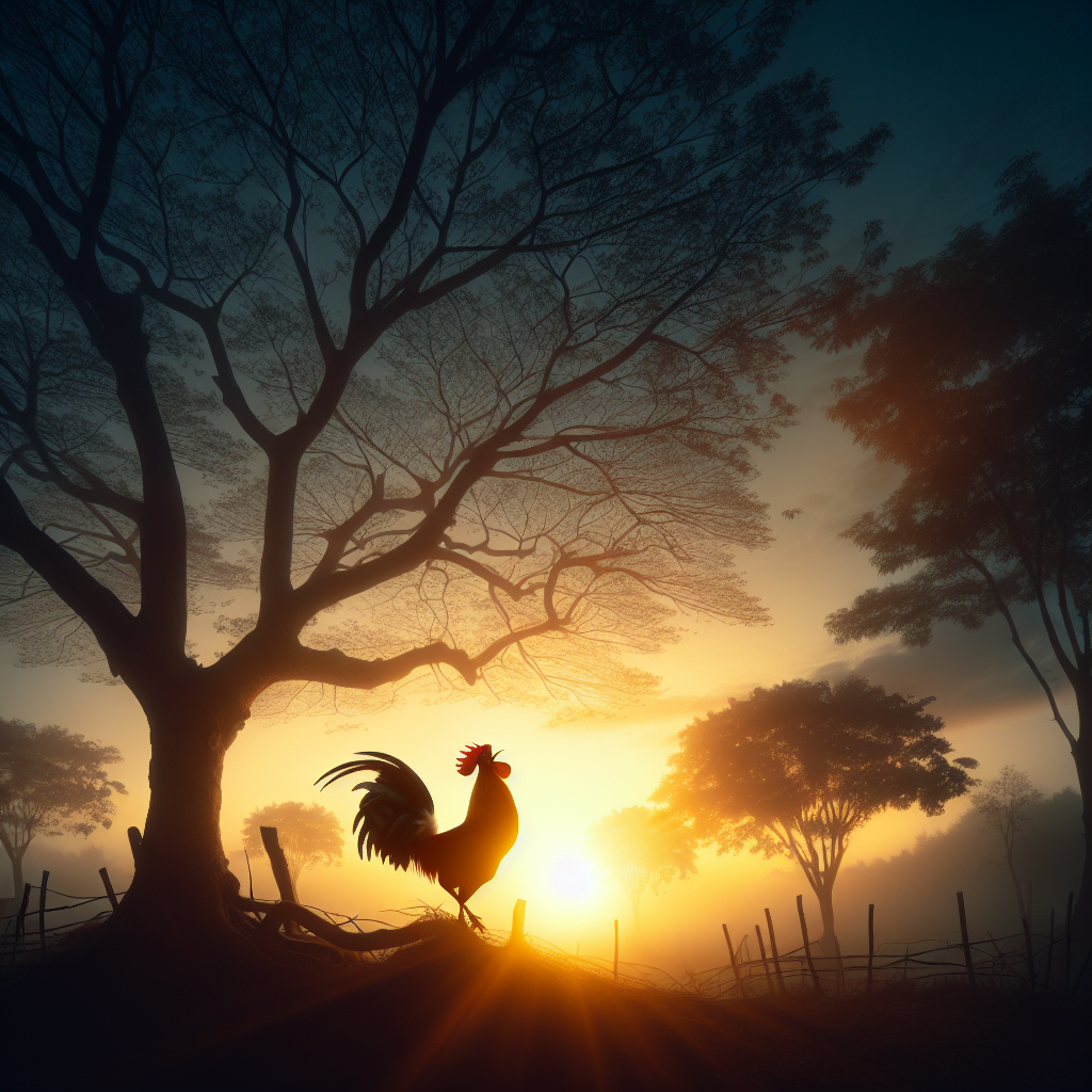 Rooster Crowing At Dawn 1