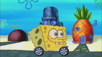 SpongeBob turns into a convertible