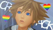 Riku: Takes off his black jacket! Me and Sora: Wow! 